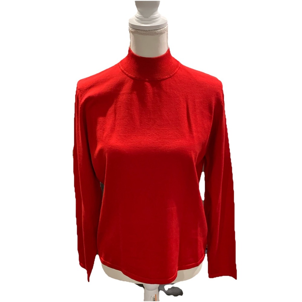 Pendleton‎ Luxurious Silk Blend, Red Mock Turtleneck, Lightweight Sweater Size L
